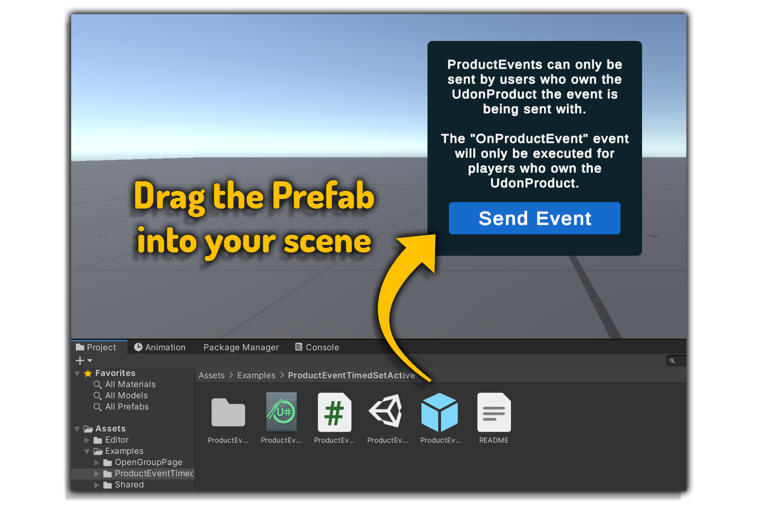 Dragging the prefab into scene. EventPrefabtoScene