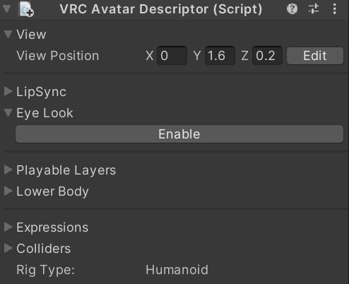 使用 Avatar Descriptor 为 VRChat 配置你的虚拟形象。确保调整视角位置！