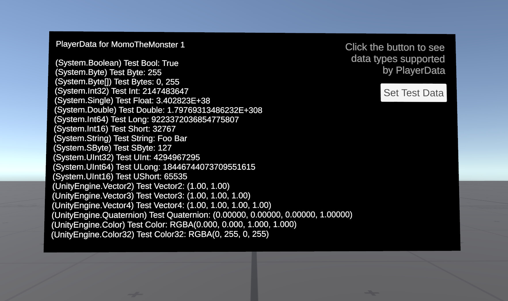 Player Data 类型 World Preview